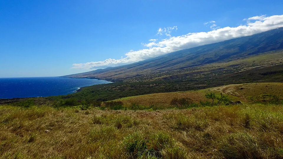 Distant view of Haleakala and the ocean