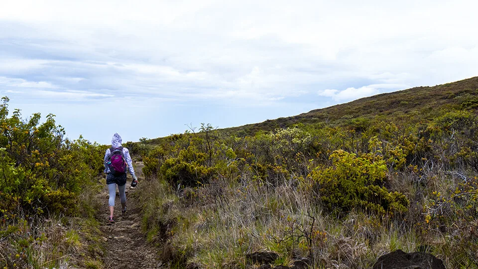 Person hiking on Mt. Haleakala