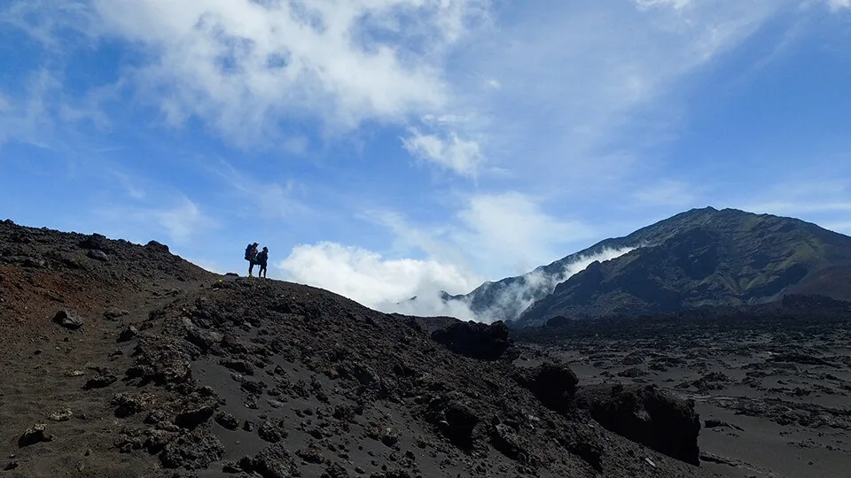 Two hikers on Mt. Haleakala