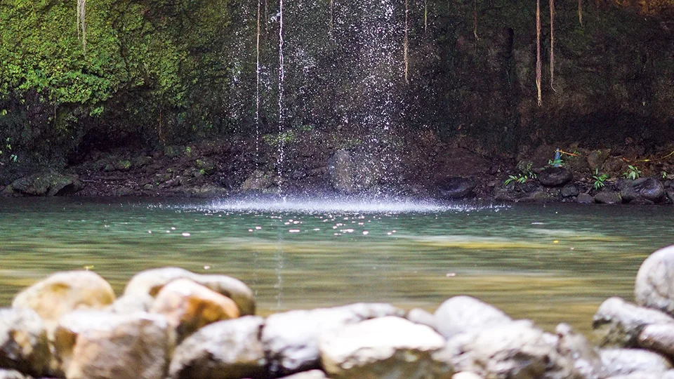 Swimming area at Twin Falls with clear pool popular refreshing stop just under a mile from trailhead Maui