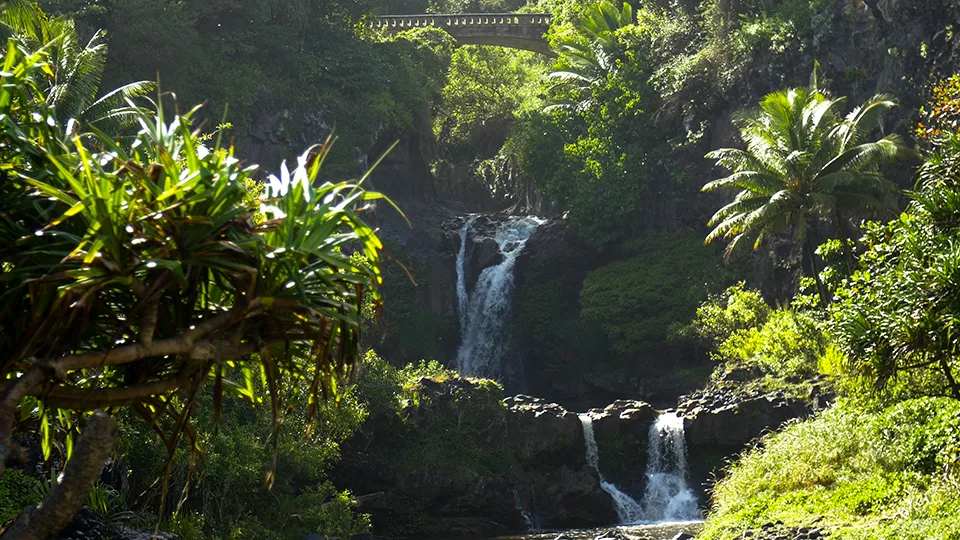 Tiered pools at 'Ohe'o Gulch with connecting cascades in Haleakala National Park Maui