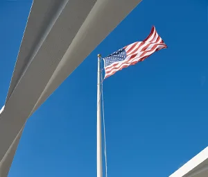 American Flag Over USS Arizona Memorial